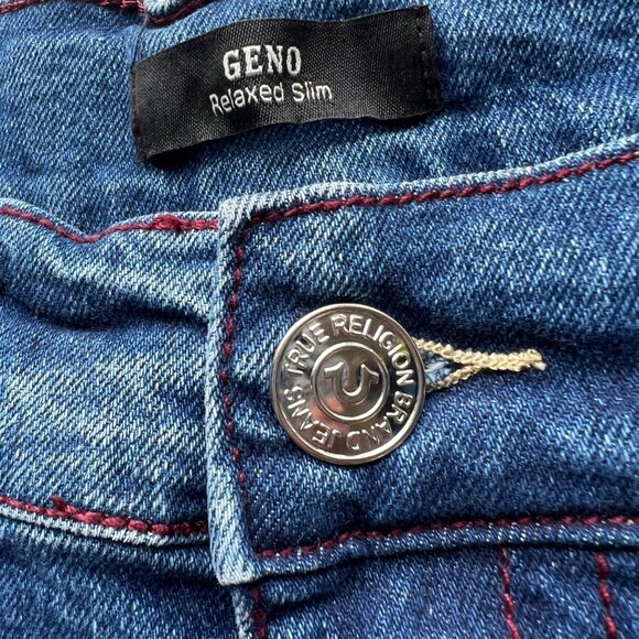True Religion Geno Relaxed Slim Fit Medium Dusty Wash Jeans Mens Size 38 100% - Picture 6 of 12